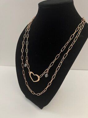 Katia Designs Gold Open Heart Paperclip Chain Necklace "LOVE"